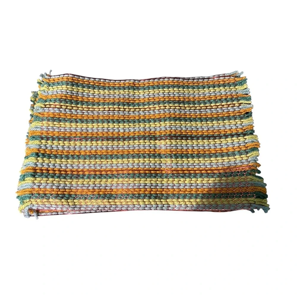 Vintage Woven Placemats Green Orange Retro MCM 12